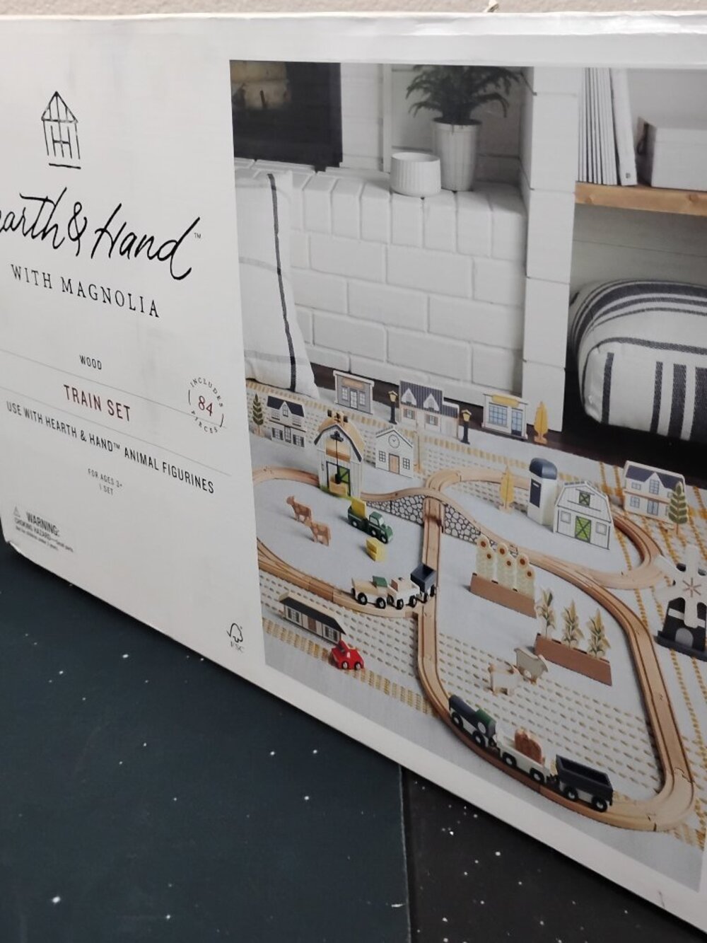 Hearth & Hand with Magnolia Wooden Train Set 84 Pieces New in Box